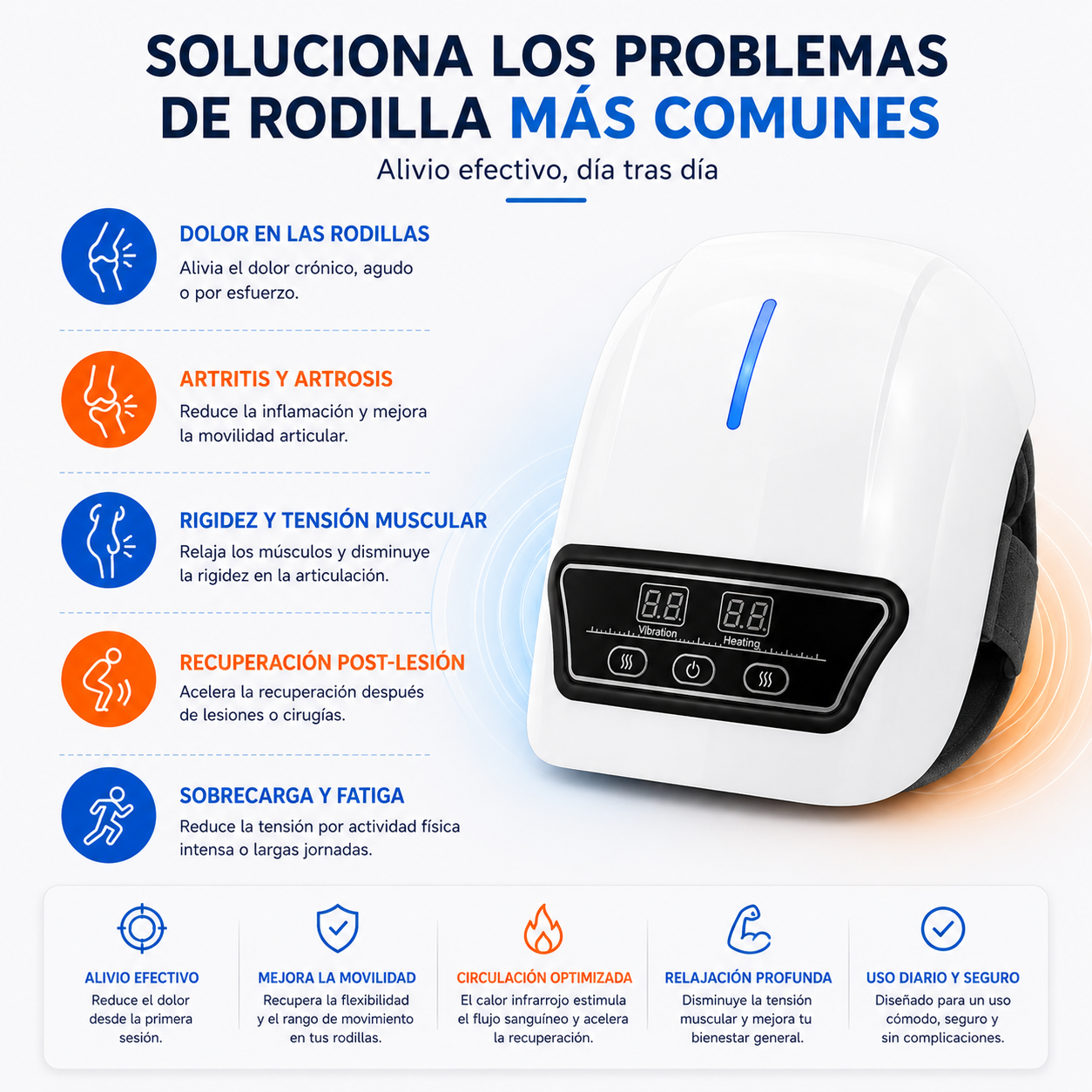 Masajeador de Rodillas con Vibración y Calor Infrarrojos