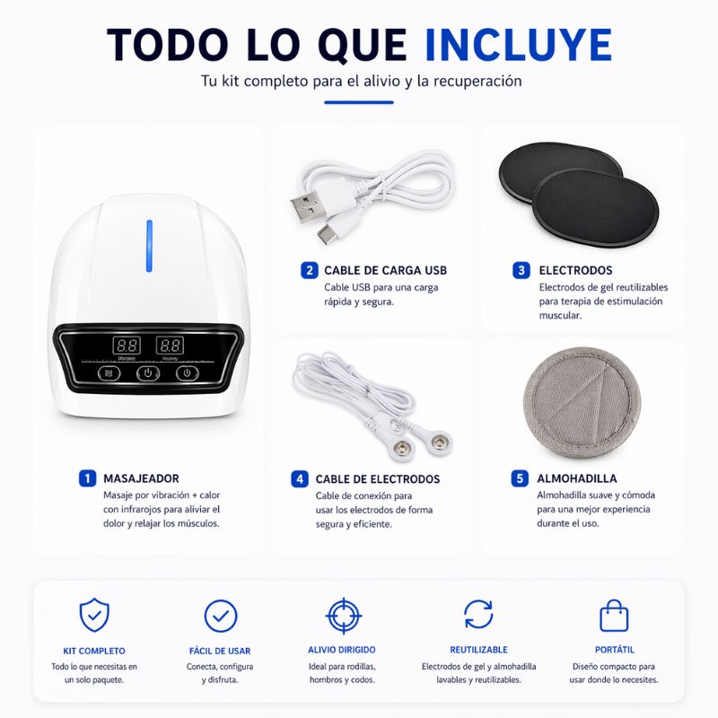 Masajeador de Rodillas con Vibración y Calor Infrarrojos
